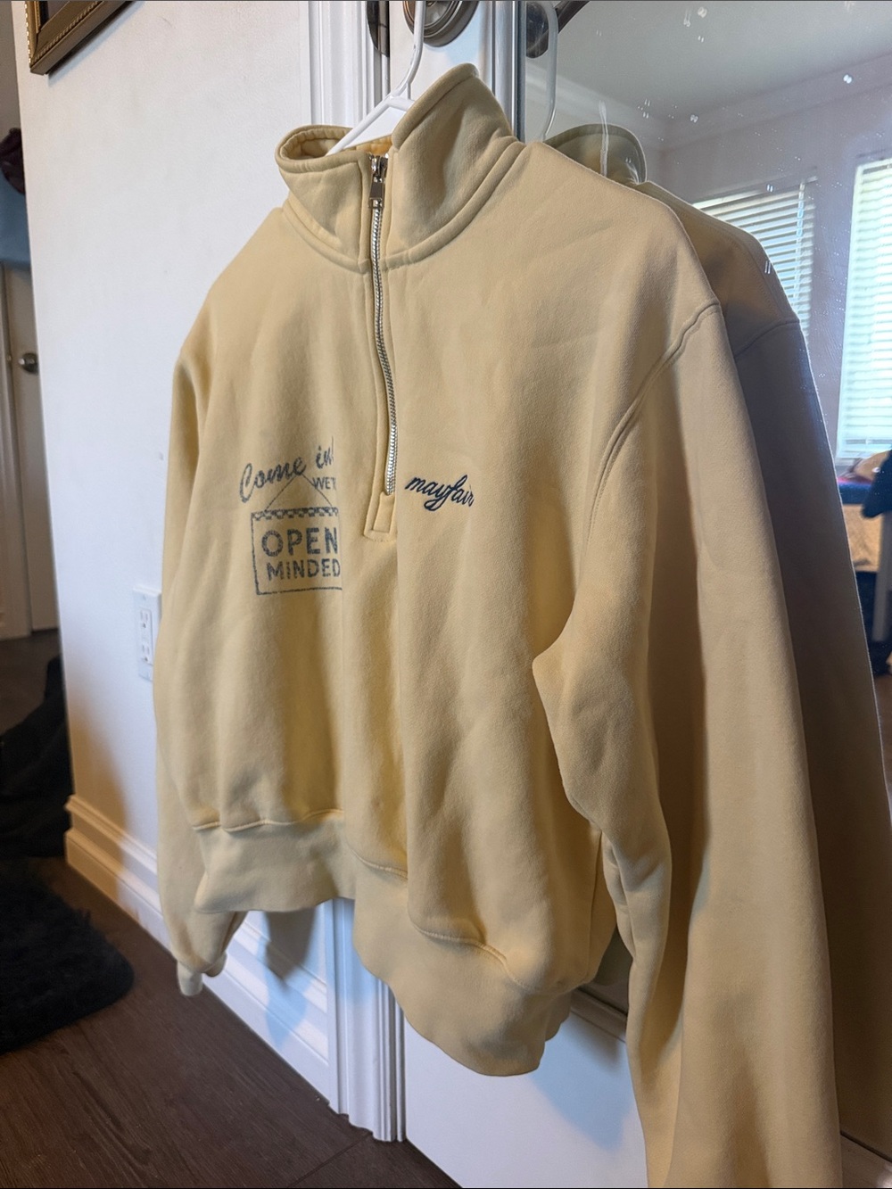 Open Minded Pale Yellow Half-Zip Turtleneck Pullover